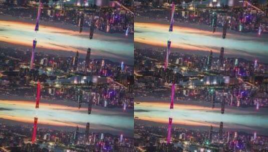 4K镜像广州城市晚霞风光建筑高清在线视频素材下载