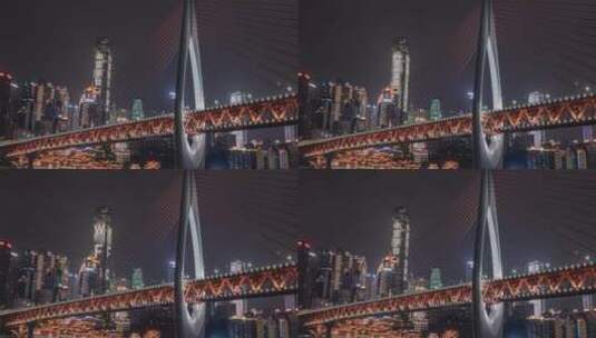4k延时夜景重庆嘉陵江大桥高清在线视频素材下载