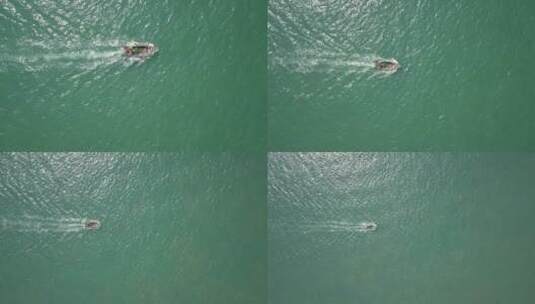 青岛海面上的渔船航拍高清在线视频素材下载