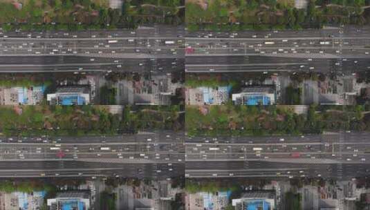 城市大道上交通，大型立交自上而下的拍摄高清在线视频素材下载