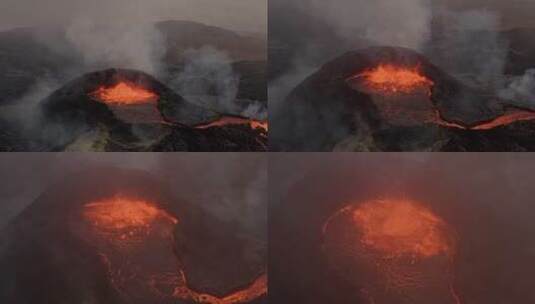 火山爆发火山喷发视频红色高温岩浆高清实拍高清在线视频素材下载