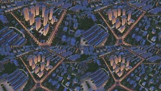 航拍城市夜景三维全景动画高清在线视频素材下载