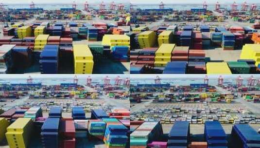 集装箱港口货运物流码头吊车运输高清在线视频素材下载