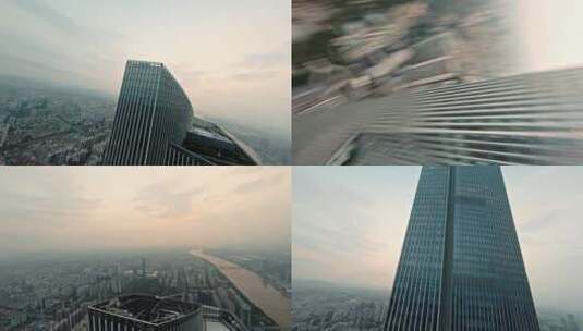 广州周大福金融中心FPV航拍高清在线视频素材下载