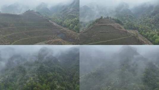 烟雨云雾缥缈的大山高清在线视频素材下载