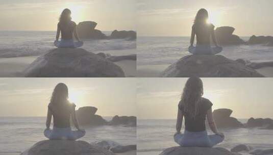 在海边沉思的女人高清在线视频素材下载