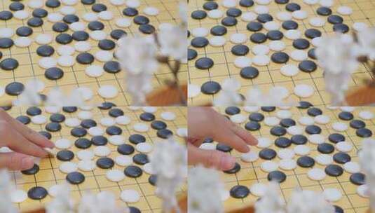 喝茶下围棋看书高清在线视频素材下载