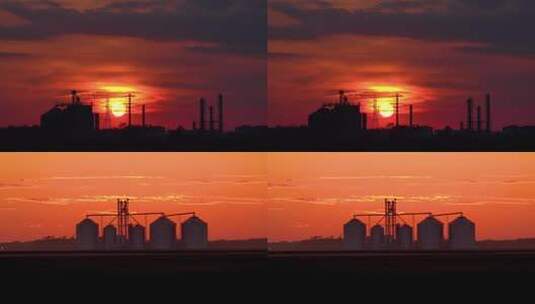 石油化工工厂日落晚霞高清在线视频素材下载