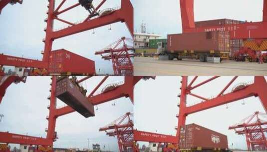 6251 港口装卸货物 港机高清在线视频素材下载