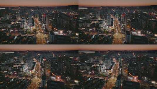 航拍沿海城市夜景高清在线视频素材下载