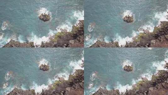 航拍的海岸岩石景观高清在线视频素材下载