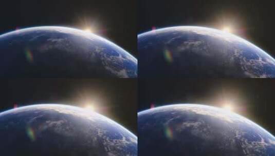 外太空地球景观太阳初升照亮了地球高清在线视频素材下载