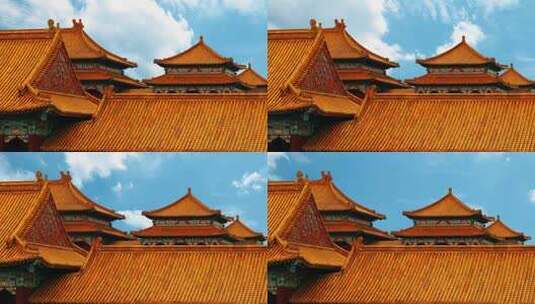 中国故宫宫殿屋檐皇宫屋顶历史建筑高清在线视频素材下载