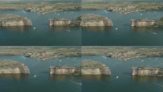 德克萨斯州南部负鼠王国湖地狱门的慢速电影镜头。包括船。高a高清在线视频素材下载