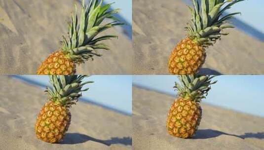 沙滩上的菠萝高清在线视频素材下载