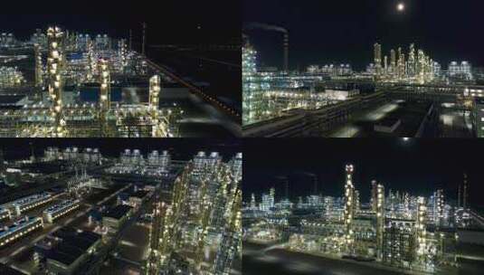 航拍宁夏神华宁煤集团厂区夜景11高清在线视频素材下载