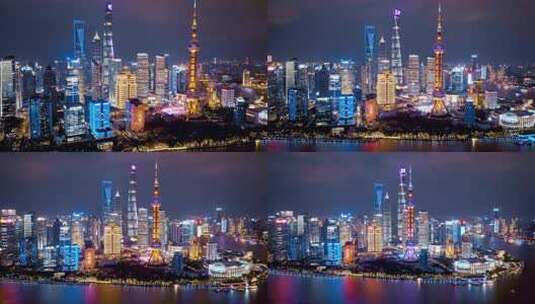 上海陆家嘴夜景环绕延时高清在线视频素材下载