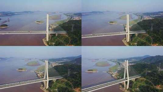 福州长门特大桥航拍桥梁左环绕高清在线视频素材下载