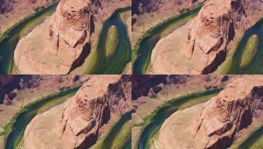 加利福尼亚州亚利桑那州佩奇马蹄形弯道的无人机镜头。高清在线视频素材下载
