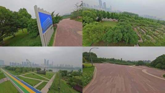 穿越机航拍江心洲绿化园林树林南京高清在线视频素材下载