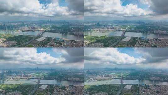 【正版4K素材】广州塔蓝天白云航拍延时2高清在线视频素材下载
