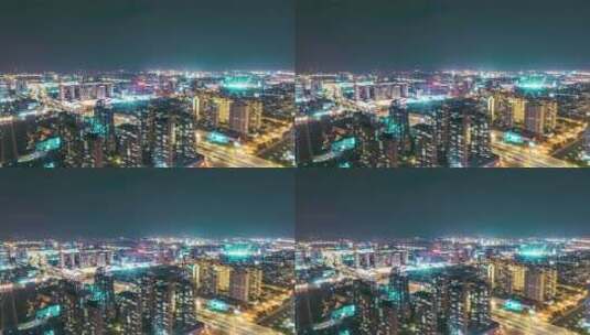 无人机航拍扬州高楼夜景延时摄影高清在线视频素材下载