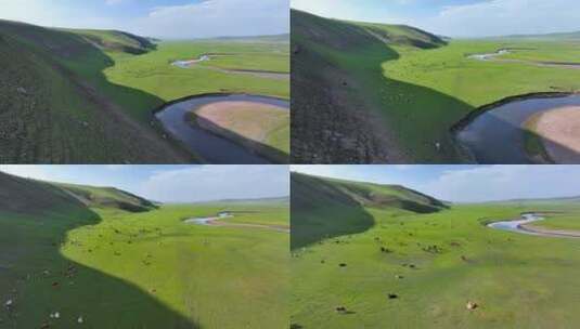 4K航拍内蒙古呼伦贝尔大草原13高清在线视频素材下载