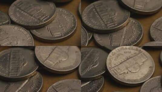 旋转股票镜头拍摄的美国镍币（硬币-0.05美元）-MONEY 0188高清在线视频素材下载