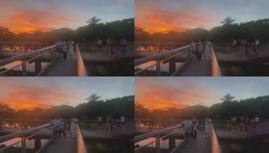 居民拍摄夕阳日落高清在线视频素材下载