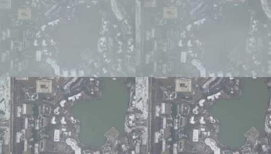 航拍武汉软件园下雪俯拍远景高清在线视频素材下载