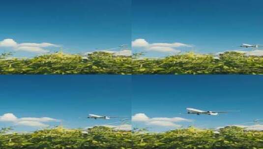 4K竖屏拍摄民航客机降落机场高清在线视频素材下载