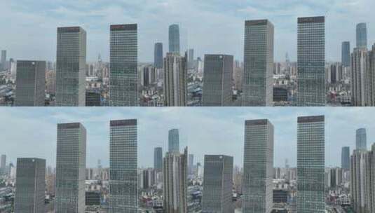 长沙城市航拍开福区万达广场建筑湘江风光高清在线视频素材下载