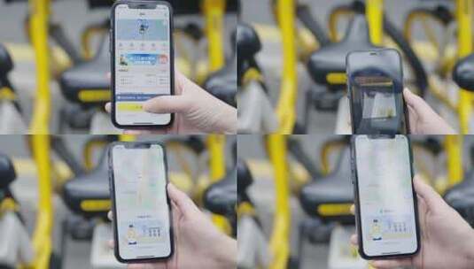 手机扫码骑行美团共享单车高清在线视频素材下载