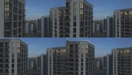 建设现代城市街区。多层建筑高清在线视频素材下载