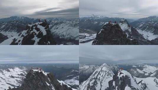 登顶雪山航拍高清在线视频素材下载