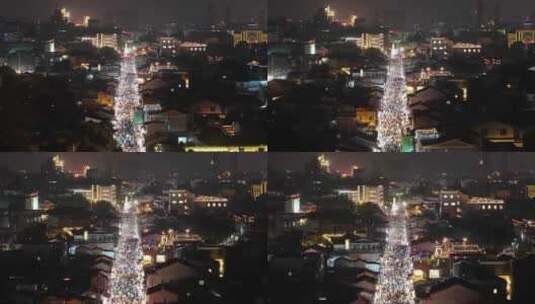 福建泉州古城开元寺西街夜景航拍高清在线视频素材下载