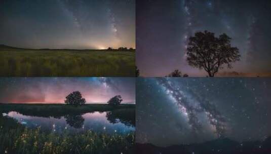 唯美夜景星空银河延时高清在线视频素材下载