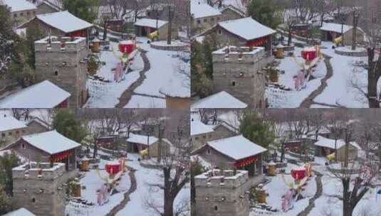 航拍雪后山区乡村高清在线视频素材下载