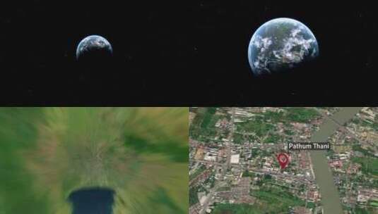 巴吞他尼城市地图从太空到地球缩放（泰国）高清在线视频素材下载