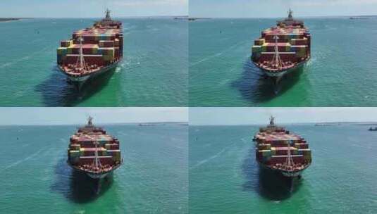 海上集装箱货船航拍轮船航行运输船高清在线视频素材下载