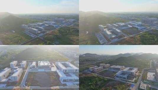 航拍枣庄大学城在建新校区建筑工地高清在线视频素材下载