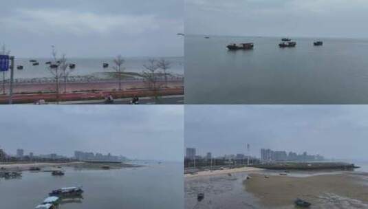 北海银滩渔船高清在线视频素材下载