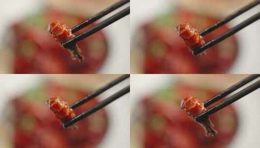 麻辣小龙虾虾肉夜宵中国美食美味特写高清在线视频素材下载