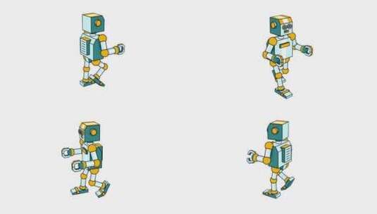 机器人玩具行走循环。转身。高清在线视频素材下载