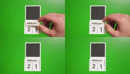 02.绿色背景上日期为2月21日的日历。高清在线视频素材下载