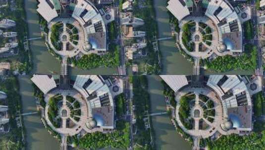俯拍杭州西湖文化广场高清在线视频素材下载