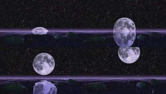 月球从海面升起高清在线视频素材下载