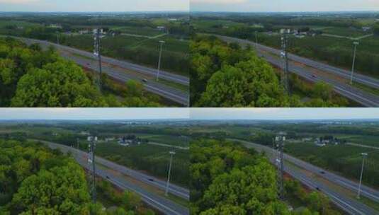5G手机接收塔，农村公路附近信号天线高清在线视频素材下载
