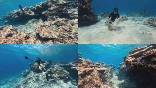 比基尼美女潜水大海海岛旅行度假村度假酒店高清在线视频素材下载