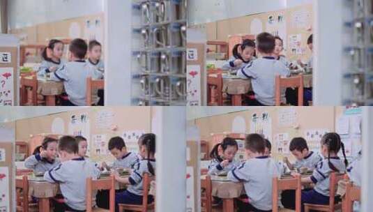 幼儿园的小孩子吃饭的镜头高清在线视频素材下载